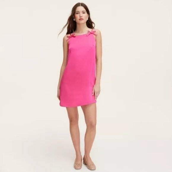 New Kate Spade Coquette Bow Dress Shift Mini Tank Target Pink 90s Ribbon - Picture 3 of 4